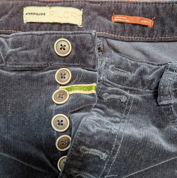 Pilcro navy blue High Rise Button Fly Skinny Corduroy Pants 31P - Picture 4 of 7